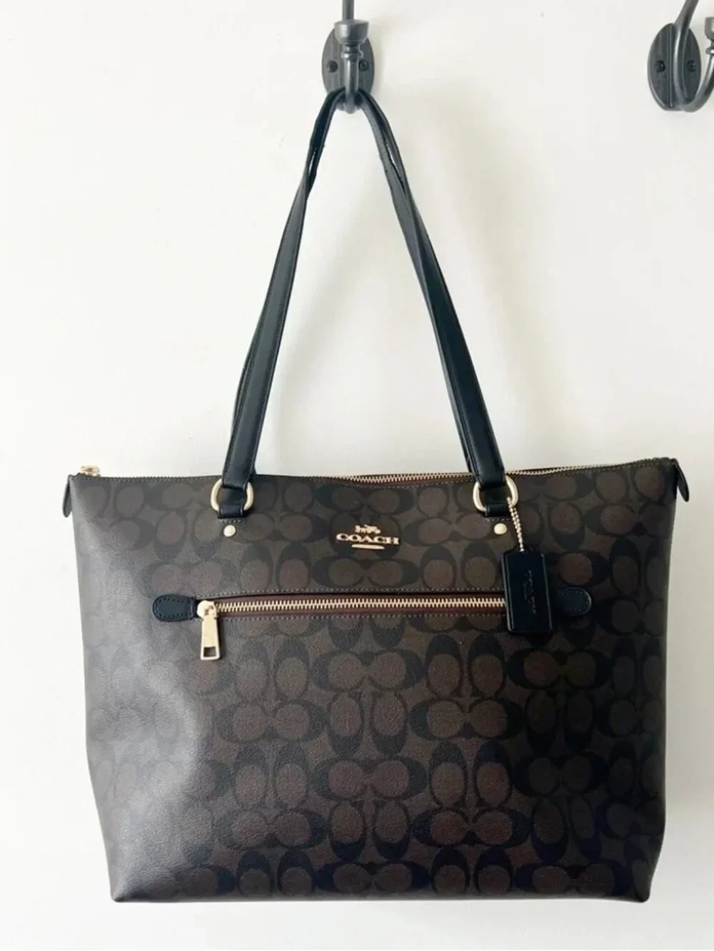 Euc Coach Gallery Signature Brown Shoulder Bag Tote Purse